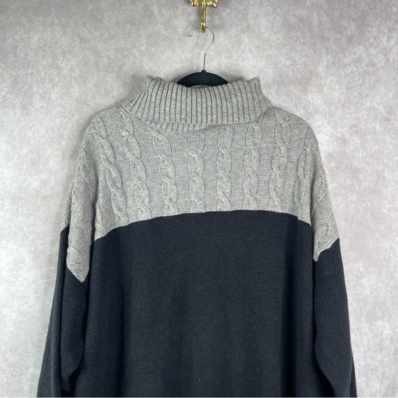 Eloquii Cable Knit Colorblock Turtleneck Sweater Dress In Gray Black 26/28 NWT - Picture 8 of 8
